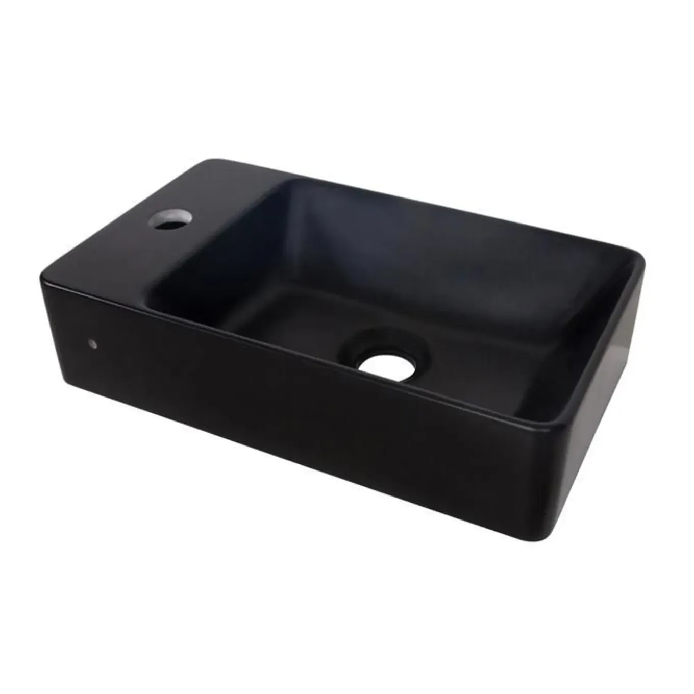 Mob-in - Rechthoekige Hangende Waskom - Smart - Zwart - Hars - 40 Cm 23 Cm