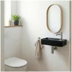 Mob-in - Rechthoekige Hangende Waskom - Smart - Zwart - Hars - 40 Cm 23 Cm