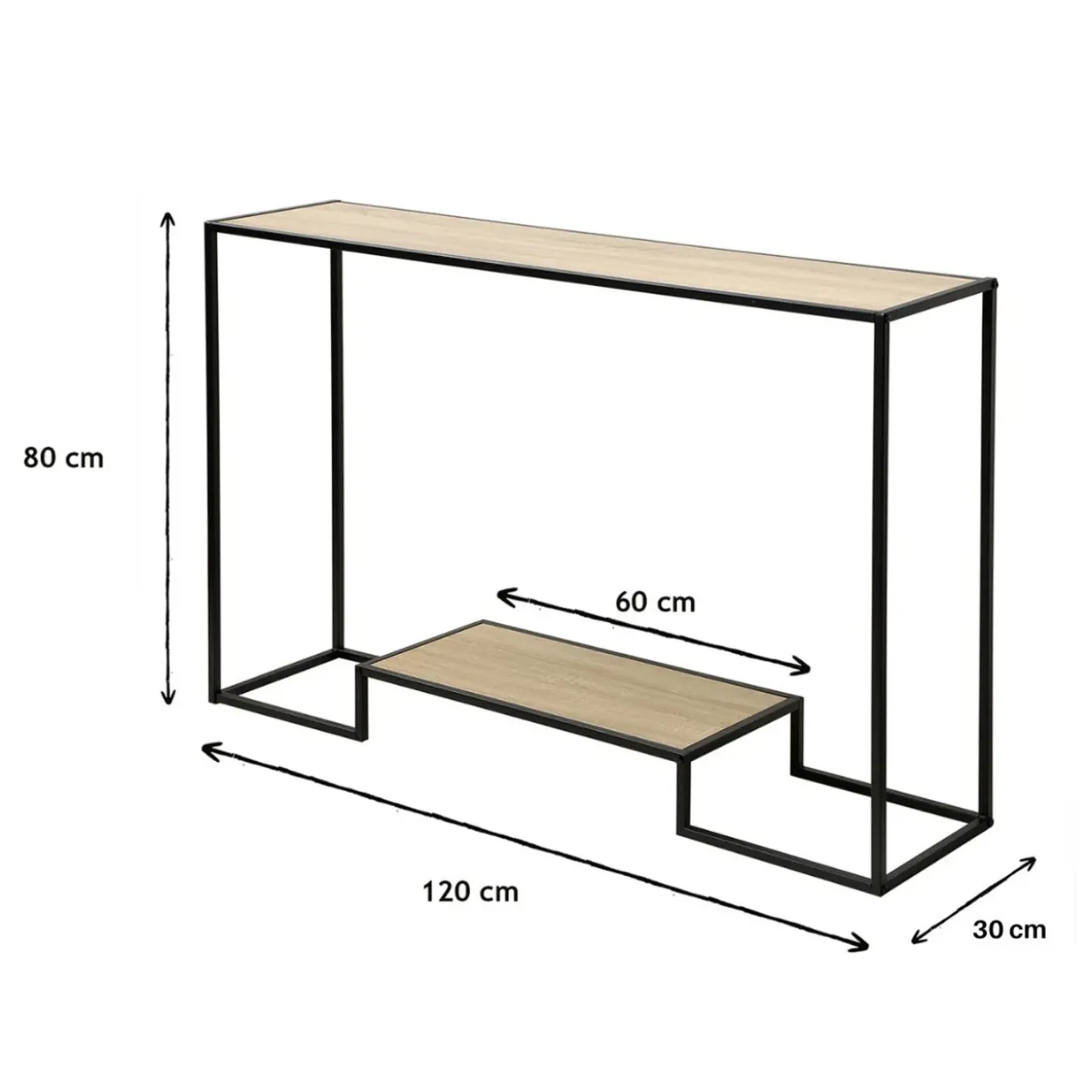 Moderne Console 2 Niveaus Eiken Decor L120cm