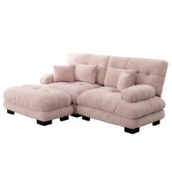 NO BRAND Modulaire Hoekbank - Cloud - Roze - Vintage Chenille - 220x145x81 Cm