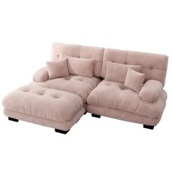 NO BRAND Modulaire Hoekbank - Cloud - Roze - Vintage Chenille - 220x145x81 Cm