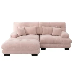 NO BRAND Modulaire Hoekbank - Cloud - Roze - Vintage Chenille - 220x145x81 Cm