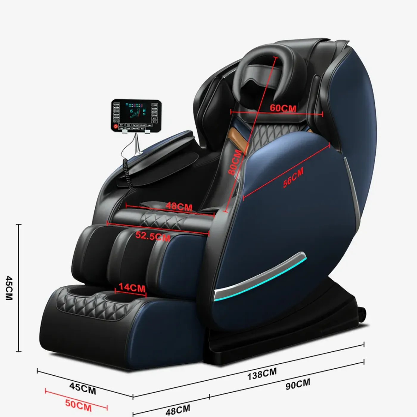 Molini Luxe Full Body Elektrische Massagestoel | Zero Gravity | Deluxe Model | Zwart/blauw
