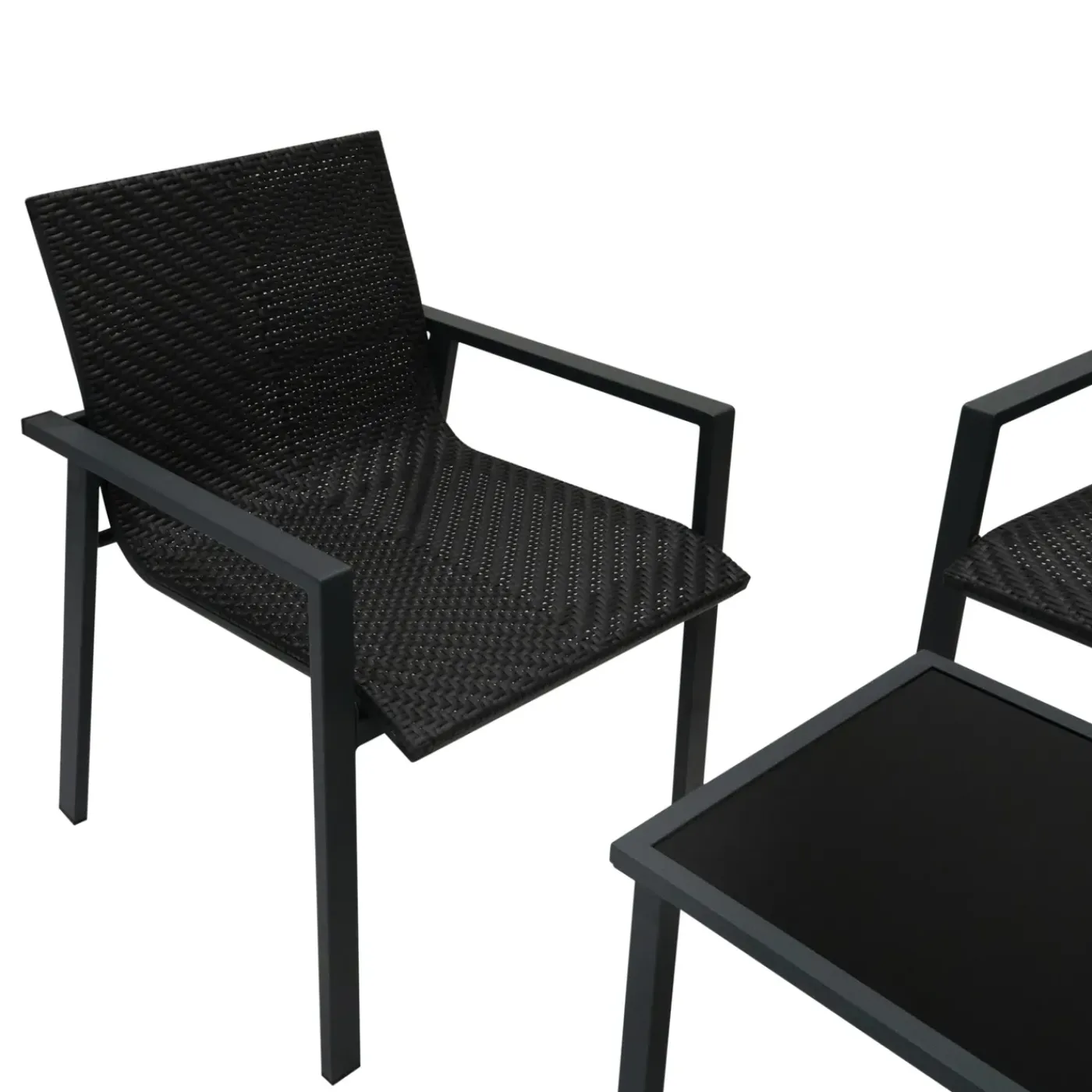 Monster Shop Monstershop Balkon Loungeset - 4 Delig - Rotan - Zwart
