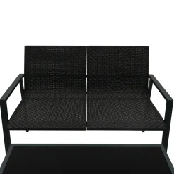 Monster Shop Monstershop Balkon Loungeset - 4 Delig - Rotan - Zwart