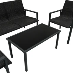 Monster Shop Monstershop Balkon Loungeset - 4 Delig - Rotan - Zwart