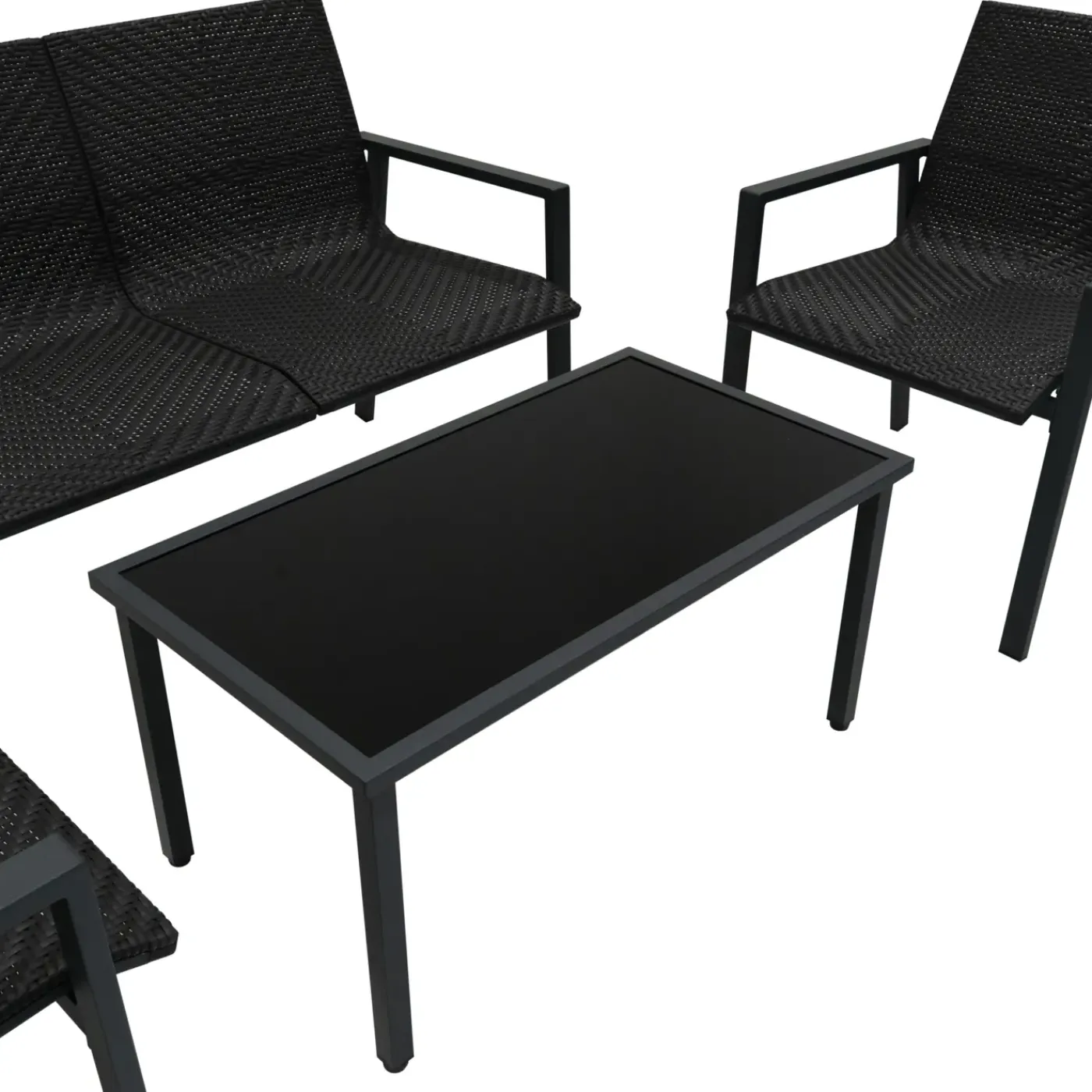 Monster Shop Monstershop Balkon Loungeset - 4 Delig - Rotan - Zwart