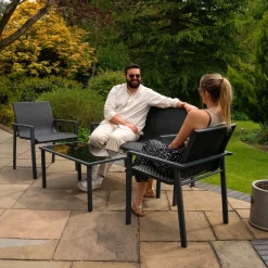 Monster Shop Monstershop Balkon Loungeset - 4 Delig - Rotan - Zwart
