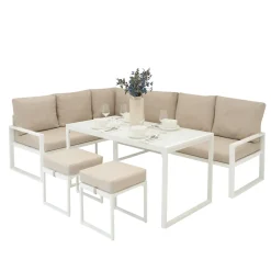 Monstershop Loungeset - Wit - Aluminium - L-vormig