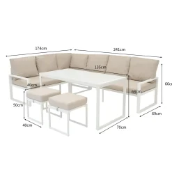 Monstershop Loungeset - Wit - Aluminium - L-vormig