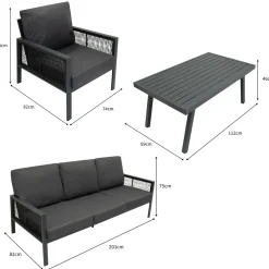 Monstershop Tuinset - Antraciet Grijs - Aluminium - 4-delig