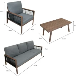 Monster Shop Monstershop Tuinset - Houtlook - Aluminium - 4-delig