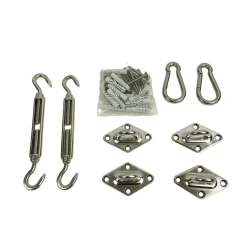 Montageset voor schaduwdoek 8mm RVS