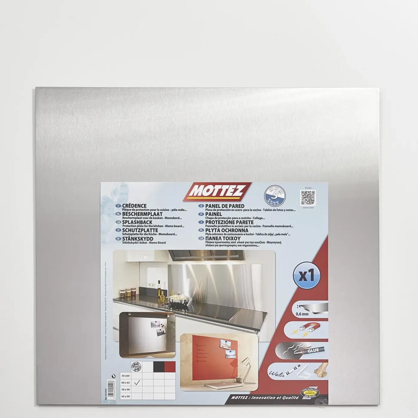 Mottez spatscherm keuken 60x65cm metaal grijs
