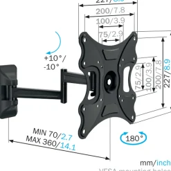 Mount Massive wand TV steun draaibaar MNT 108 zwart metaal 19 tot 40