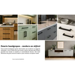 Msqdesign - Handgrepen 128mm Zwart - 10 Stuks - Meubelgrepen-Kastgreep zwart