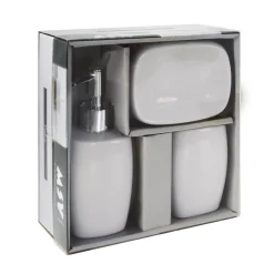 MSV 3-delige badkameraccessoireset keramiek Classic - Wit