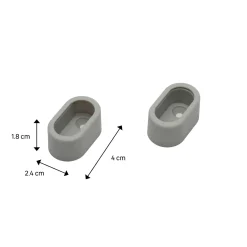 Muursteun Spaceo - Gesloten ovaal 30x15mm - Kunststof Grijs - Set van 2