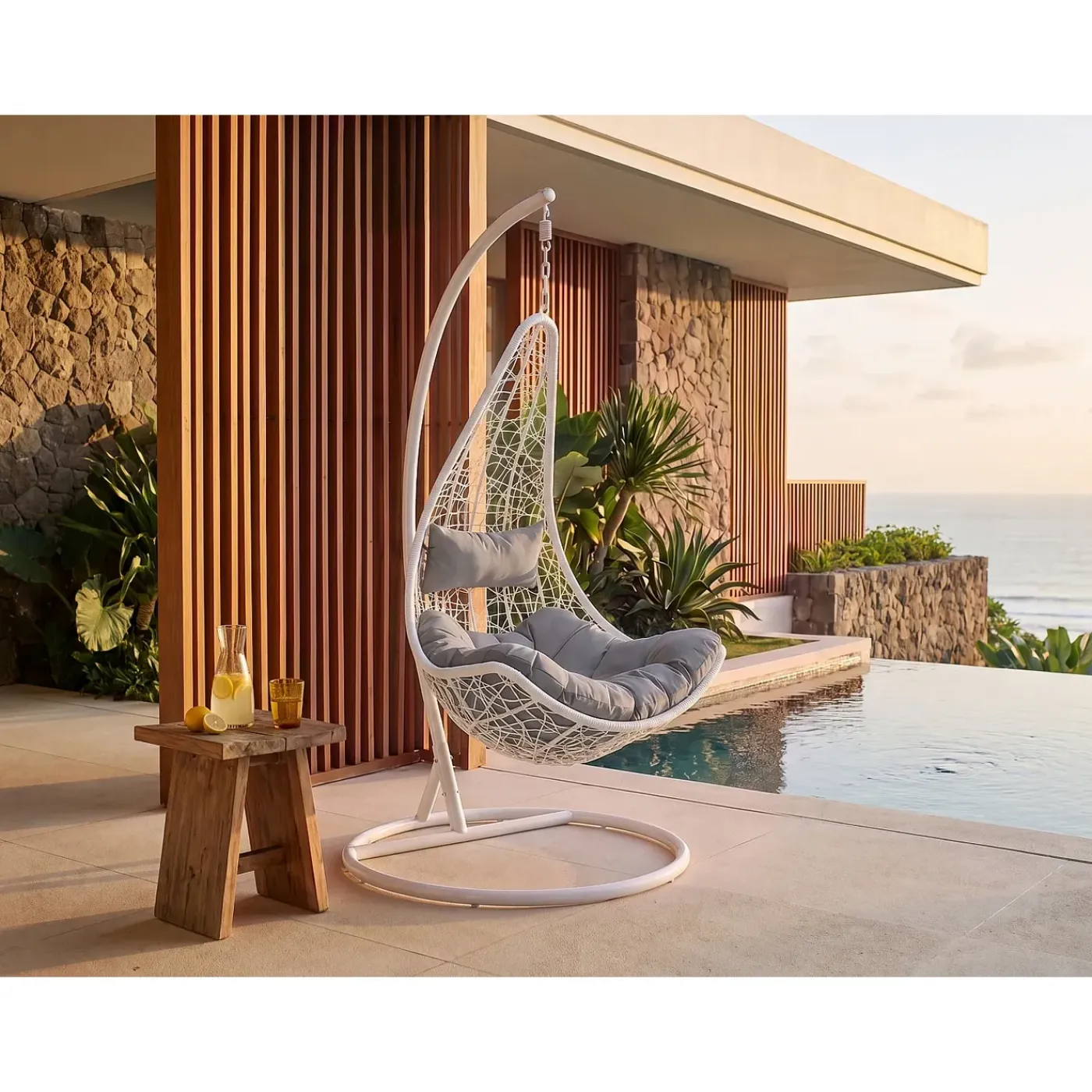 Mylia Hangstoel Orosi Wit - L 105cm X B 105cm X H 197cm