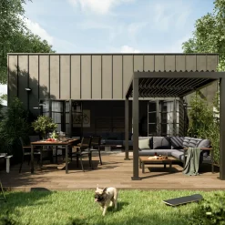 Naterial Vrijstaande Pergola met Lamellen Clima - Antraciet - 313x198cm