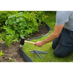 Nature grondpennen voor tuinborder polyethyleen grijs 1,9x1,8x26,7cm 10 stuks