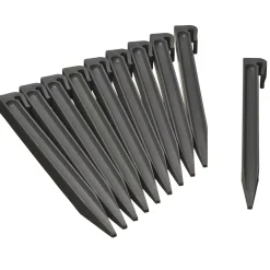 Nature grondpennen voor tuinborder polyethyleen grijs 1,9x1,8x26,7cm 10 stuks