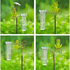 Nature Regenmeter - Metalen Insteekvoet - Kikkerornament - diam. 40mm