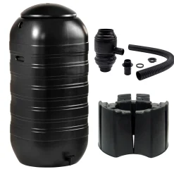 Nature Regenton - Muurmodel - 250L - Zwart Kunststof Set - 50x50x121cm