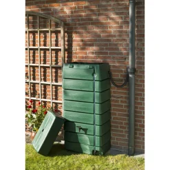 Nature Regenton - Muurmodel Serie 320 - 276L - Groen HDPE Inclusief 2 Kranen - 58,5x39,5x134,5cm
