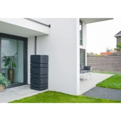 Nature Regenton - Muurzuil - 650L - Antraciet PE - Inclusief Kraan - 77,5x57,3x165cm