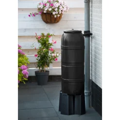 Nature Regenton - Slimline - 100L - Zwart PE Muurmodel Inclusief Kraan - 32x36x96cm