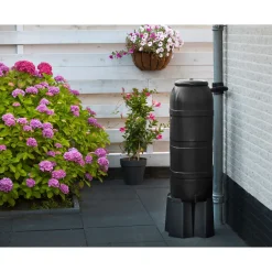 Nature Regenton - Slimline - 100L - Zwart PE Muurmodel Inclusief Kraan - 32x36x96cm