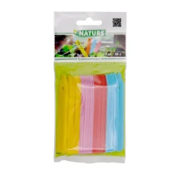 Nature steeketiketten (blauw,geel,rose,rood) 10cm 40 stuks