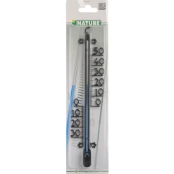 Nature thermometer kunststof zwart 6x1x25cm