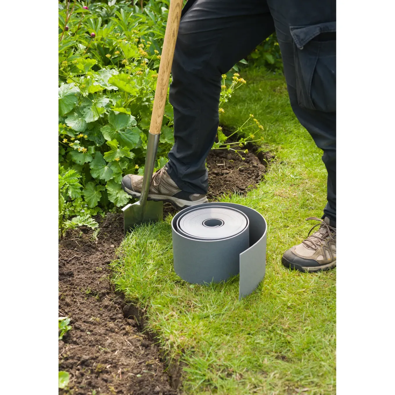 Nature tuinborder PE grijs 3mm - 10x0,15m