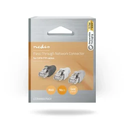 Nedis RJ45-connector Stylish Titanium Box RJ45 Pass Through - FTP stevig/gesnoerd CAT6 wit / grijs / zwart
