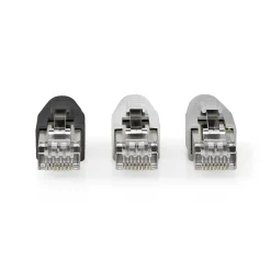 Nedis RJ45-connector Stylish Titanium Box RJ45 Pass Through - FTP stevig/gesnoerd CAT6 wit / grijs / zwart