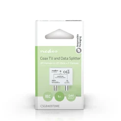 Nedis satelliet- en antenne-adapter Fresh Green Box F vrouwelijk / IEC (coax) mannelijk - IEC (coax) vrouwelijk zilver / metaal