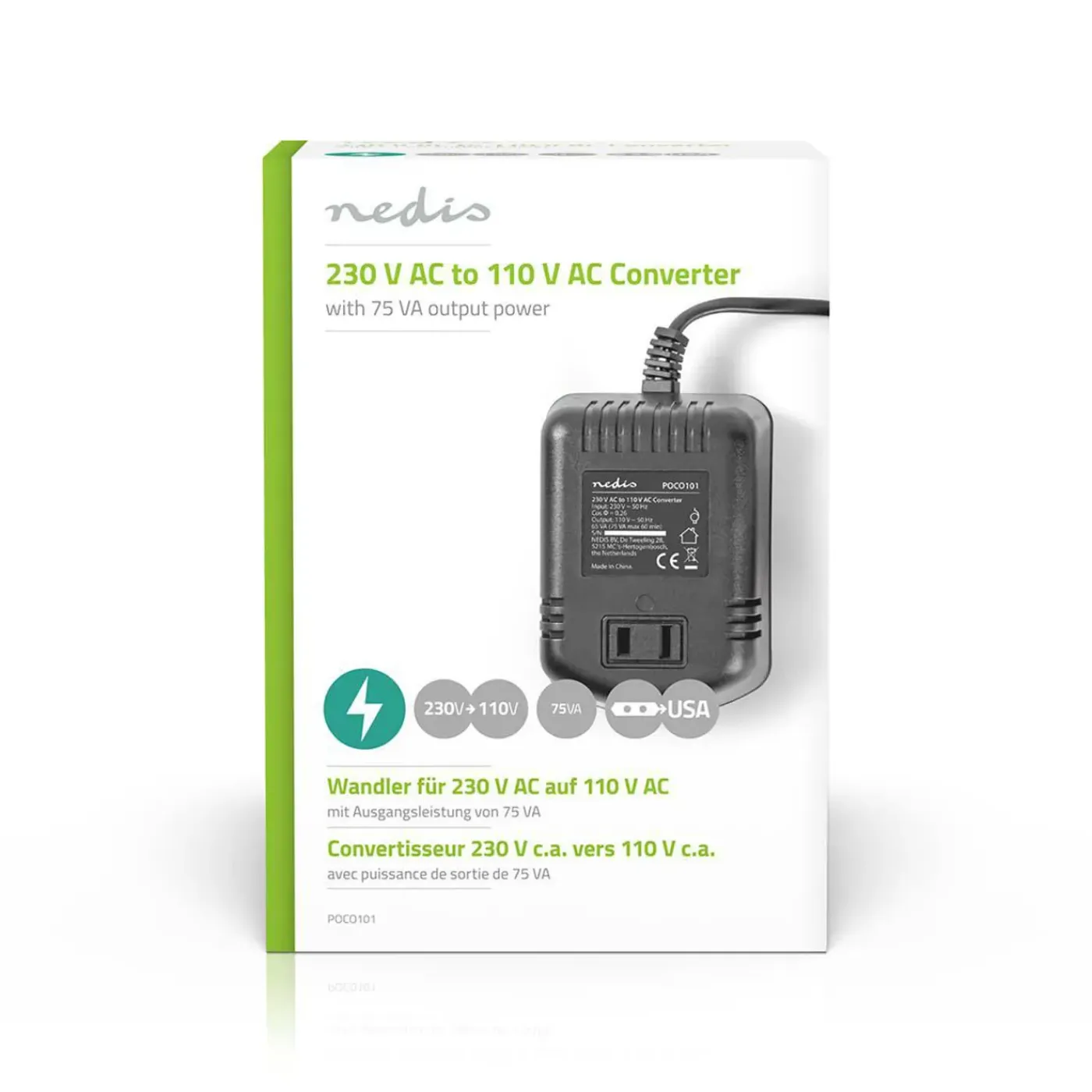 Nedis - Stroomomvormer | 230 V AC - 110V AC | 75 W | Ongeaarde USA-Uitgang