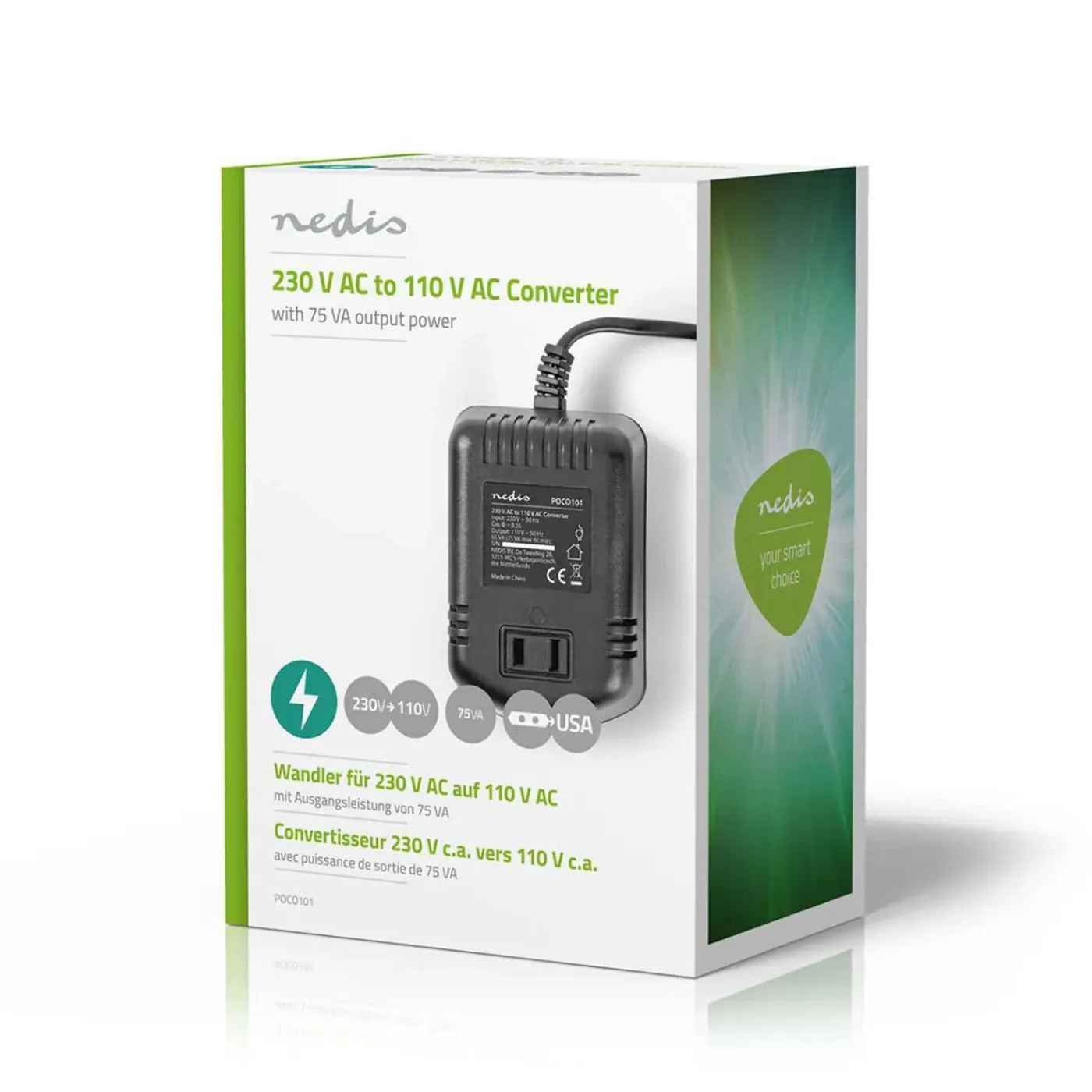 Nedis - Stroomomvormer | 230 V AC - 110V AC | 75 W | Ongeaarde USA-Uitgang