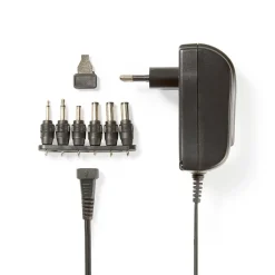 Nedis Universele AC-Stroomadapter - meerdere DC-connectorformaten - 1,8m - Zwart