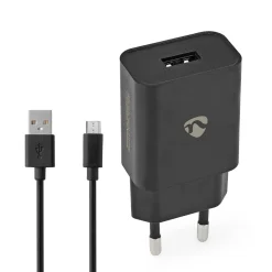Nedis wandlader Fresh Green Charge USB-A 5W - snellaadfunctie 1m zwart