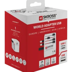 Nedis Wereldadapter - 4-in-1 Stekkersysteem, USB-A & USB-C - Wit