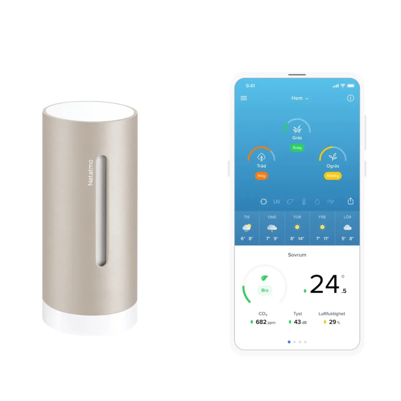 Netatmo Weerstation Original + Binnenmodule 2e Generatie + Regenmeter - Zand