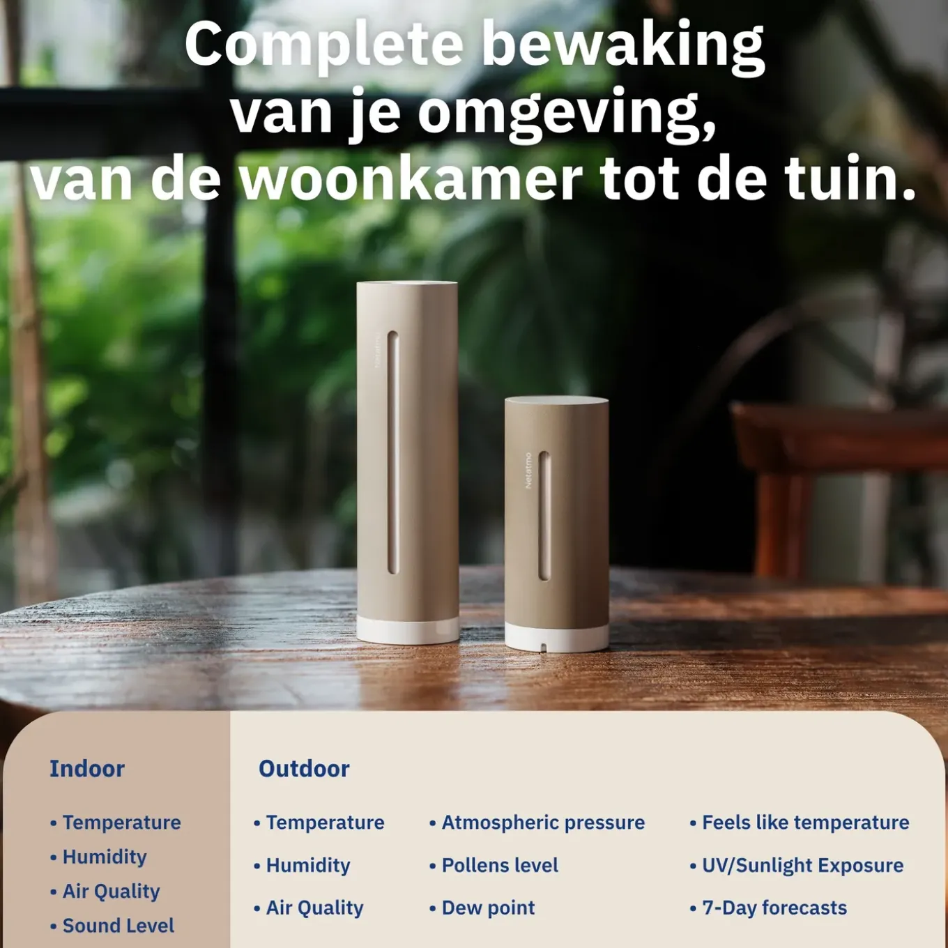 Netatmo Weerstation Original + Binnenmodule 2e Generatie + Regenmeter - Zand