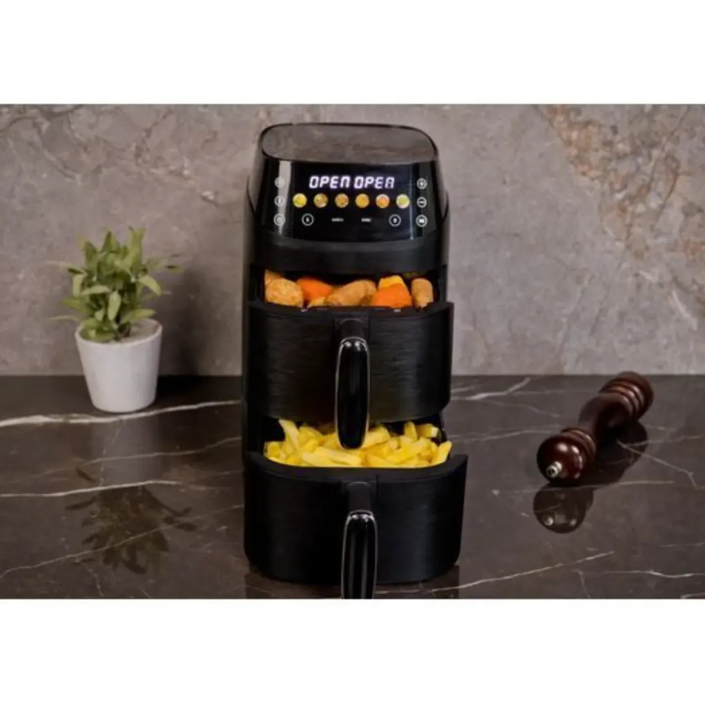 Nexxt Double Stack Airfryer 5,0 Liter Met 2 Manden En Digitaal Display