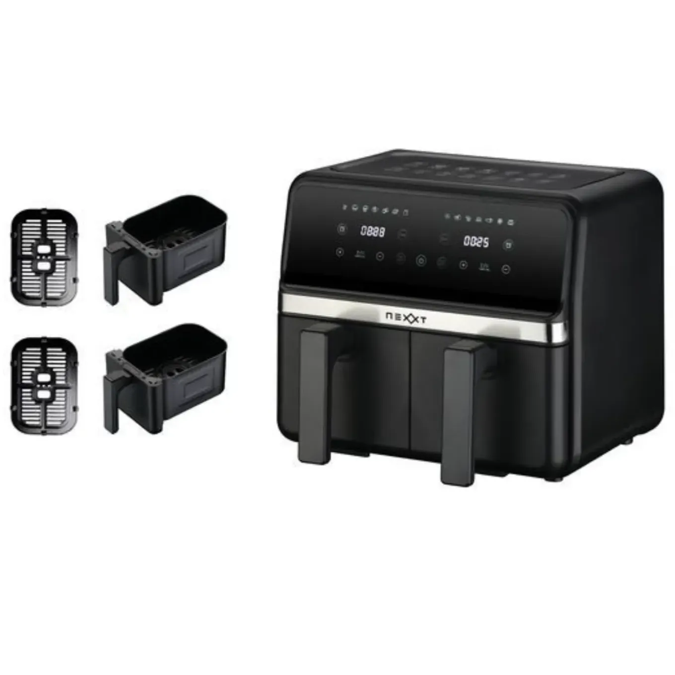 Nexxt Dual Basket Airfryer 8 Liter Met 2 Manden En Touchscreen