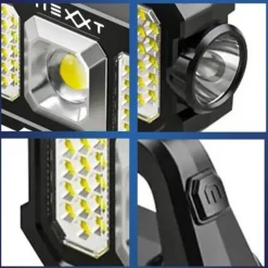 Nexxt Solar Flashlight Oplaadbare Zaklamp Met Zonnepaneel En Powerbank
