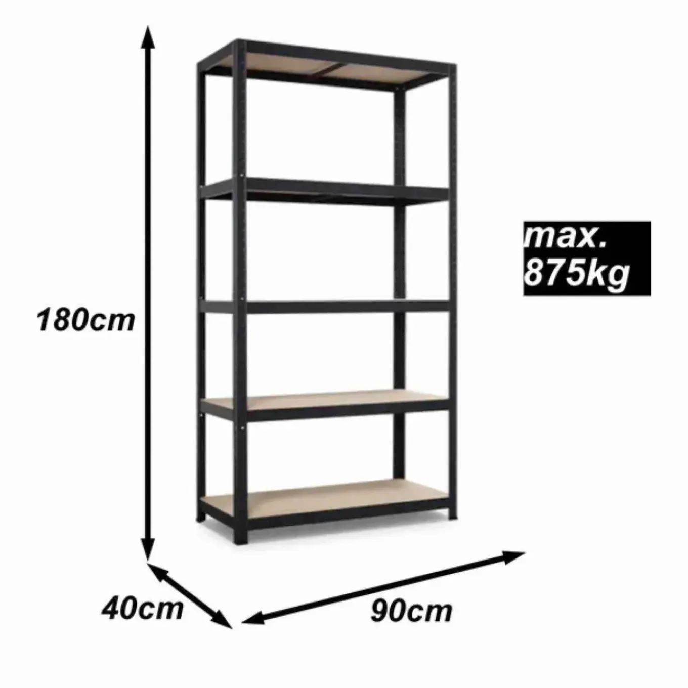 Nordevik Stellingkast - 2 Stuks - 180x90x40cm - Opbergrek - Zwart