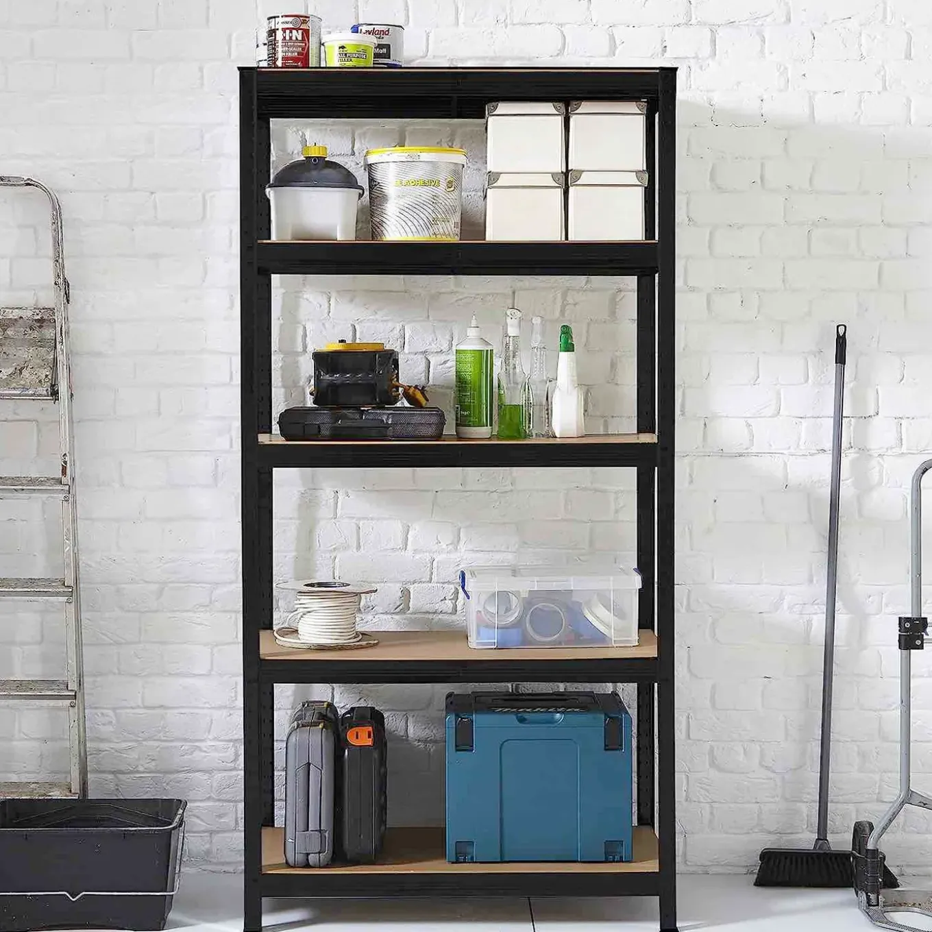 Nordevik Stellingkast - 2 Stuks - 180x90x40cm - Opbergrek - Zwart